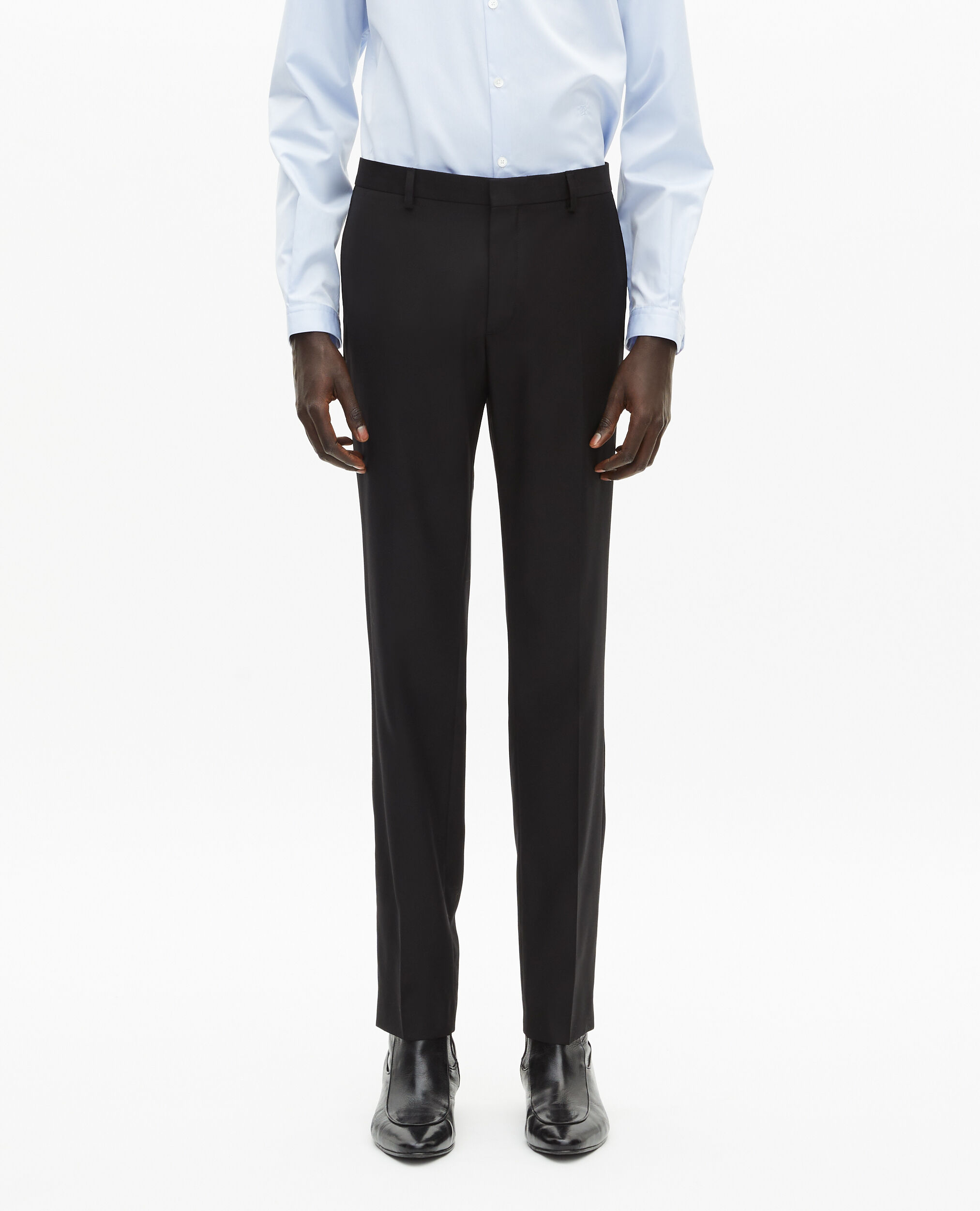 Pantalon de costume en laine ajusté noir