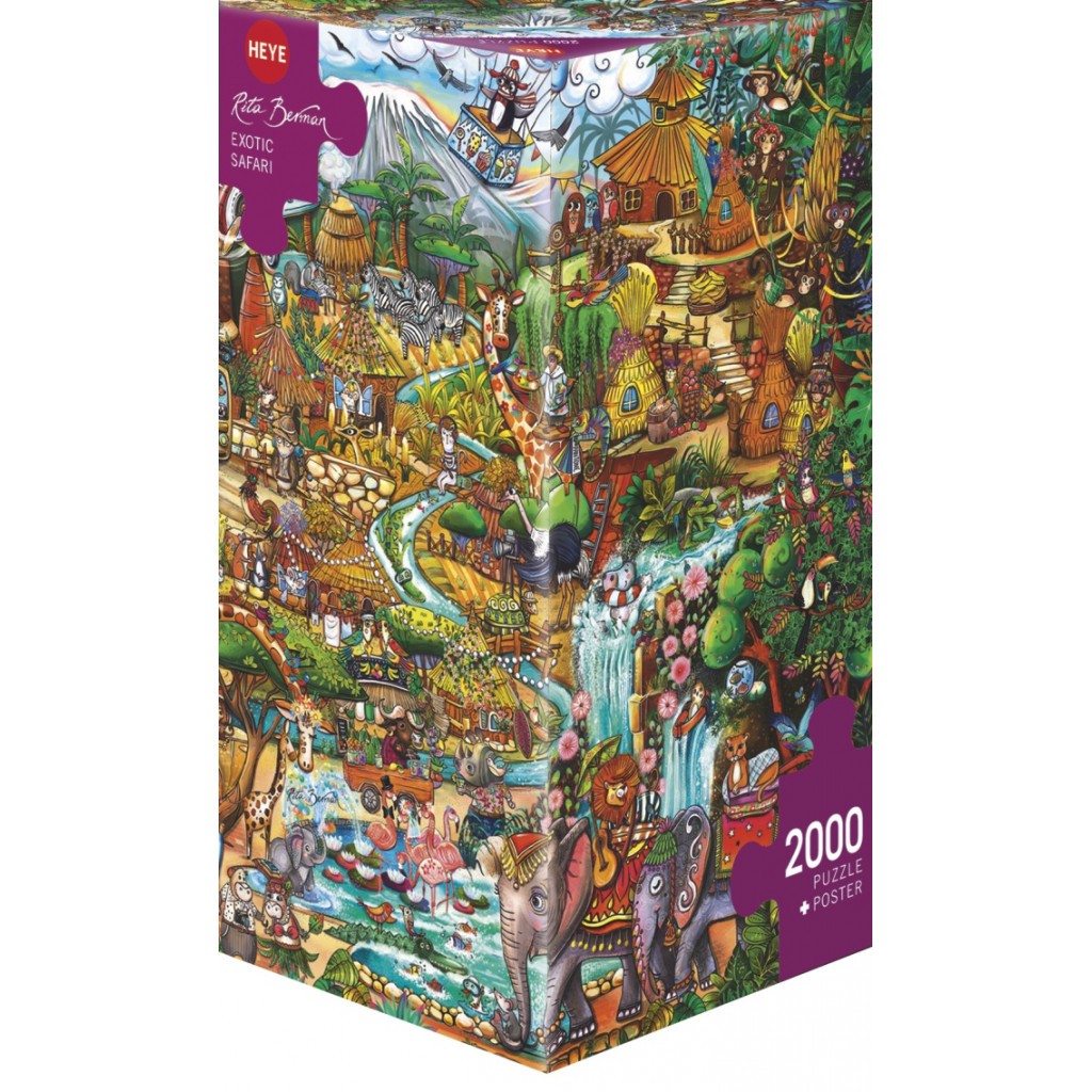 Puzzle - Triangular Rita Berman Exotic Safari - 2000 Pièces