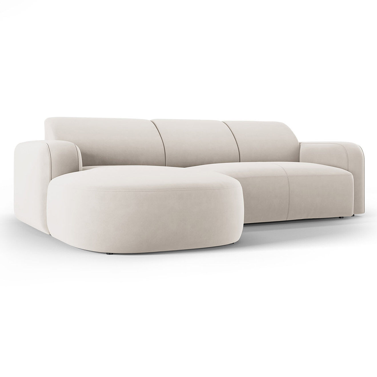 Mazzini Sofas Canapé d'angle gauche Velours Jasmin 4 Places beige - 250x170x72 cm