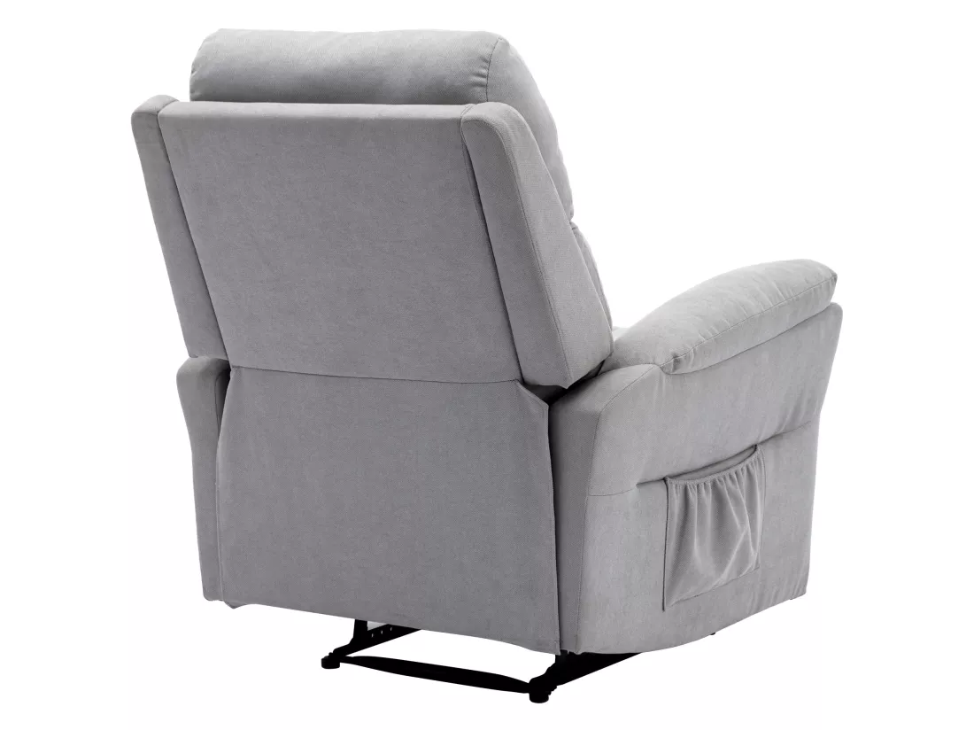 Fauteuil de relaxation en tissu avec repose-pieds pour salon - coloris gris