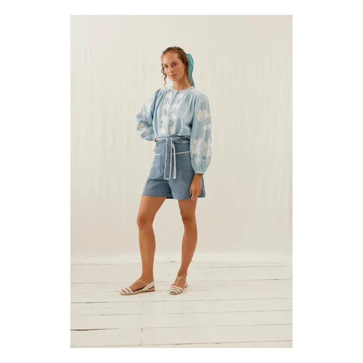 Louise Misha Blouse Jeanne Coton et Lin - Collection Femme | Bleu