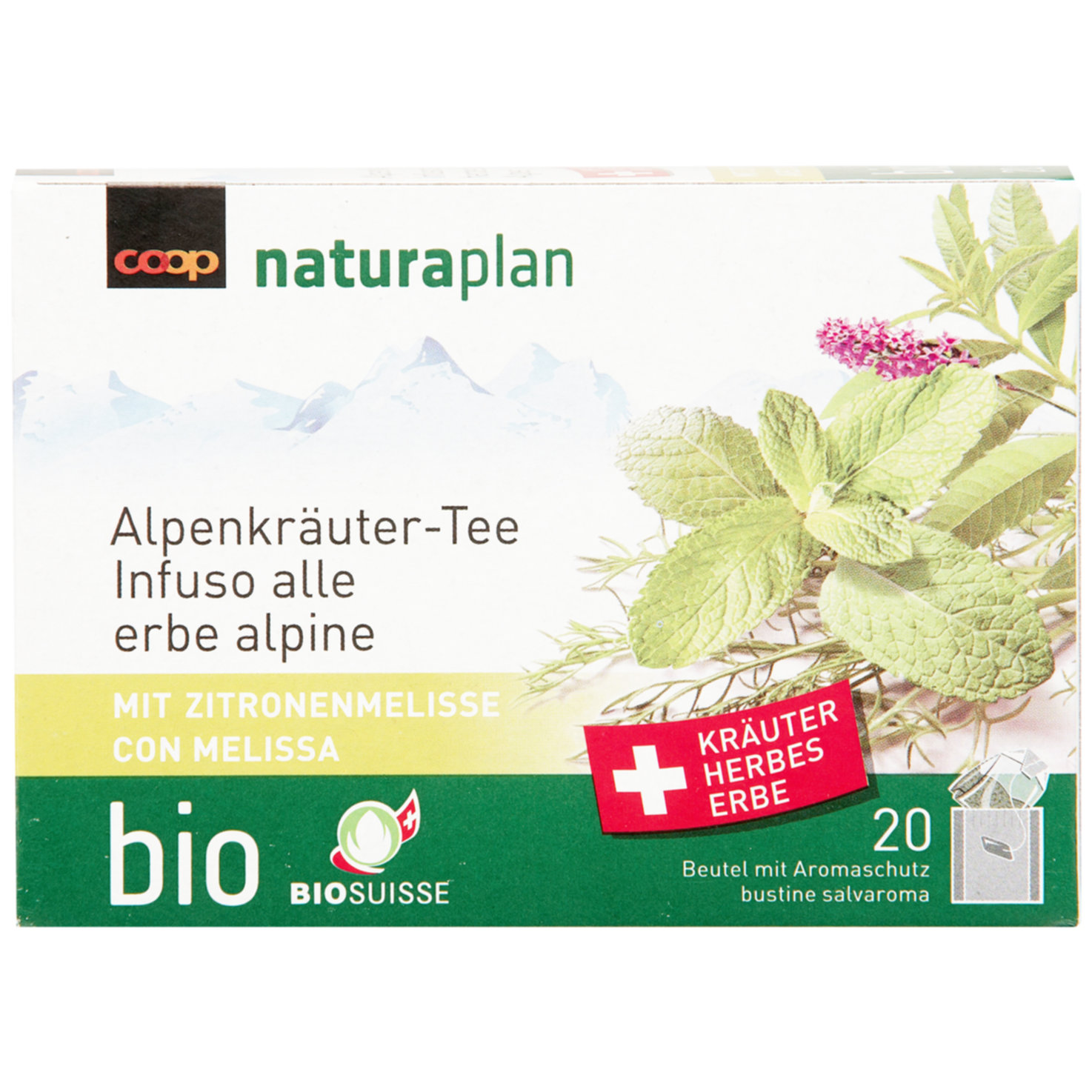 Naturaplan Bio Alpenkräutertee mit Zitronenmelisse 20 Beutel