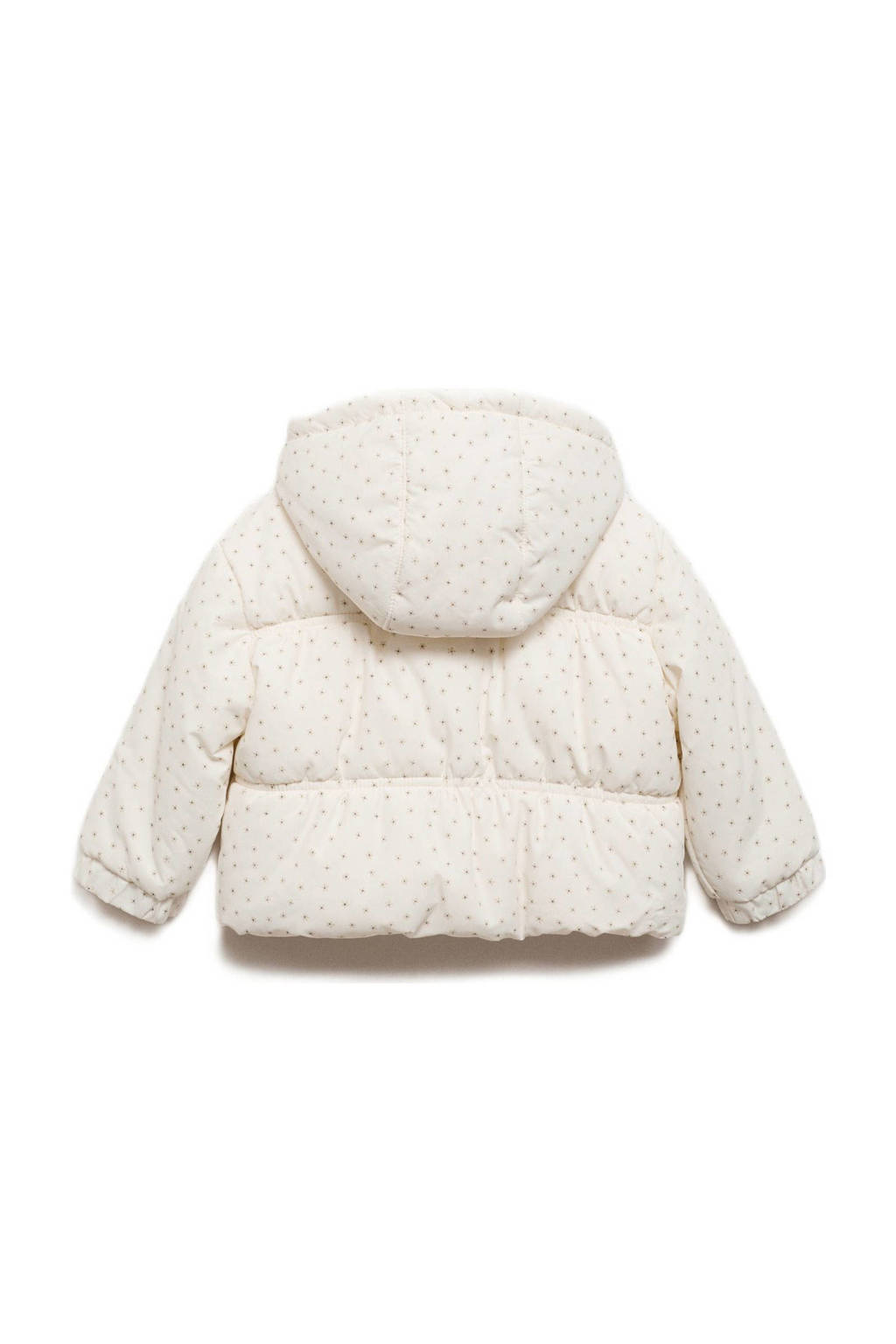 Mango Kids gebloemde gewatteerde winterjas offwhite/beige