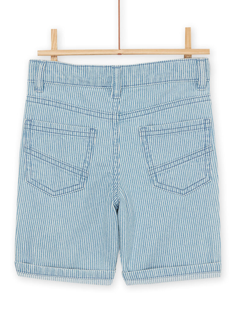 Bermuda en jean denim clair à imprimé à rayures