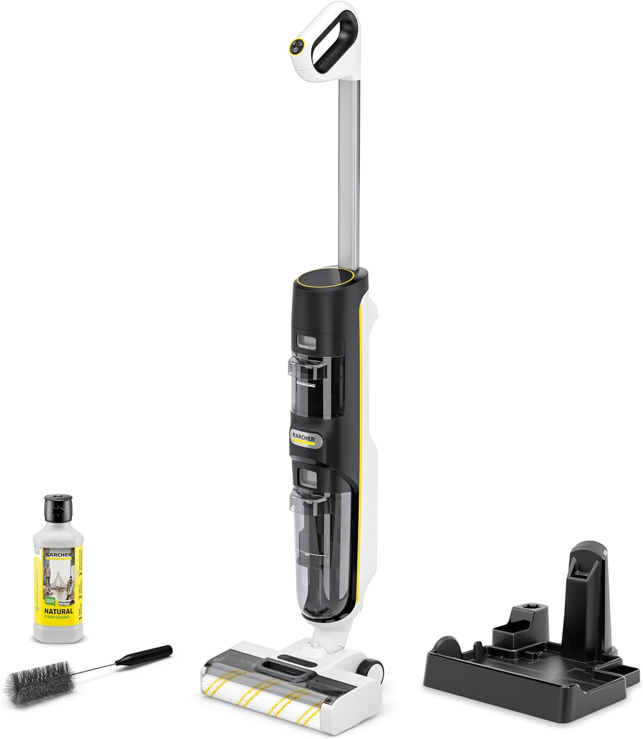 Karcher Saugwischer FCV 4 Natural N, kabelloser Saugwischer mit 4 Reinigungsmodi, Akkulaufzeit: ca. 45 min, Flächenleistung pro Akkuladung: ca. 200 m², inkl. natürlichem Bodenreiniger
