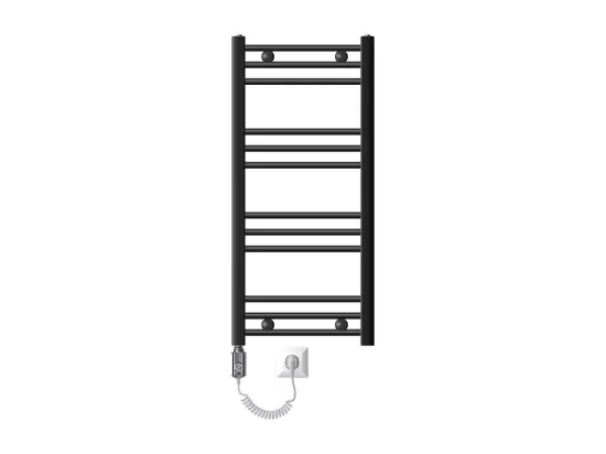 LuxeBath Radiateur électrique pour salle de bain Sahara 400x800 mm Anthracite raccord latéral courbé & thermostat 300W