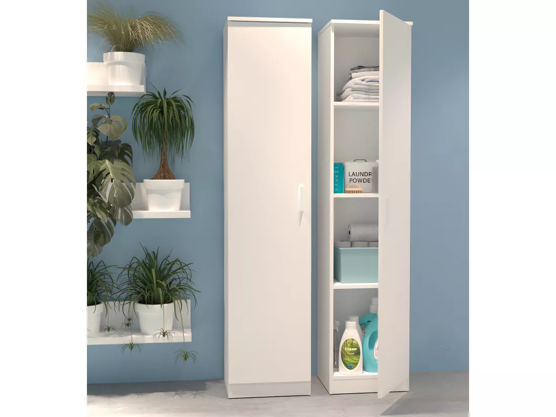 Armoire / meuble de rangement coloris blanc - Hauteur 180 x Longueur 40 x Profondeur 35 cm