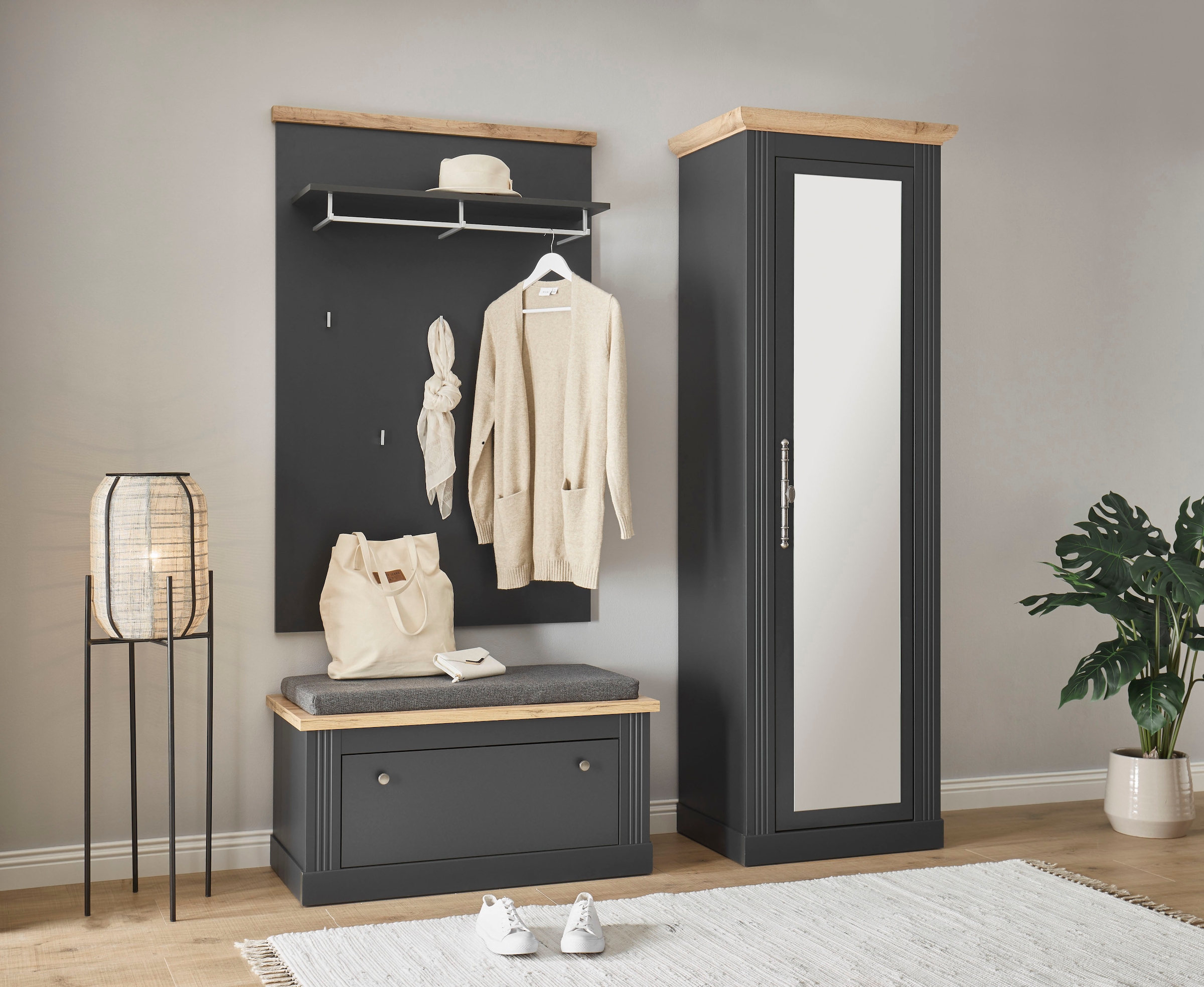 Home affaire Garderoben-Set »WESTMINSTER BESTSELLER!« Schuhbank, Wandpaneel, Garderobenschrank, 3 Stk. tlg.