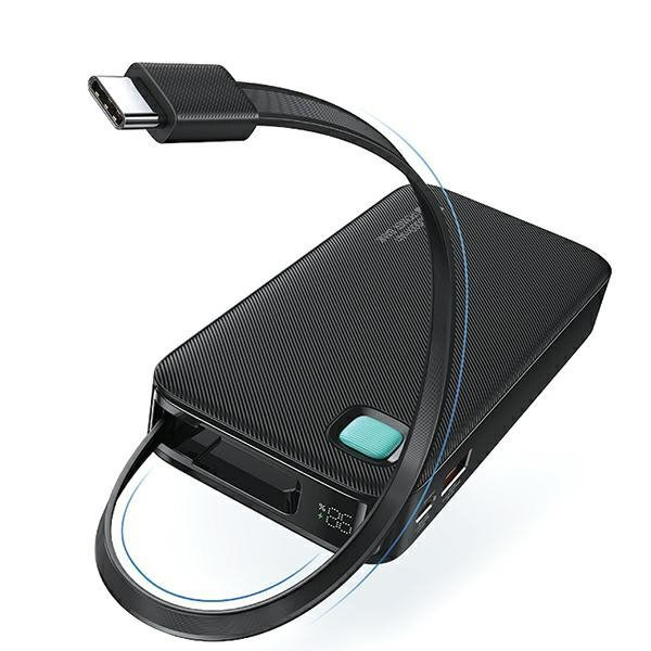 (20W) 10000mAh USB A / USB C Powerbank Power Delivery Ladegerät inkl. Lightning Ladekabel mit LED Anzeige (10KCD22501) - Schwarz