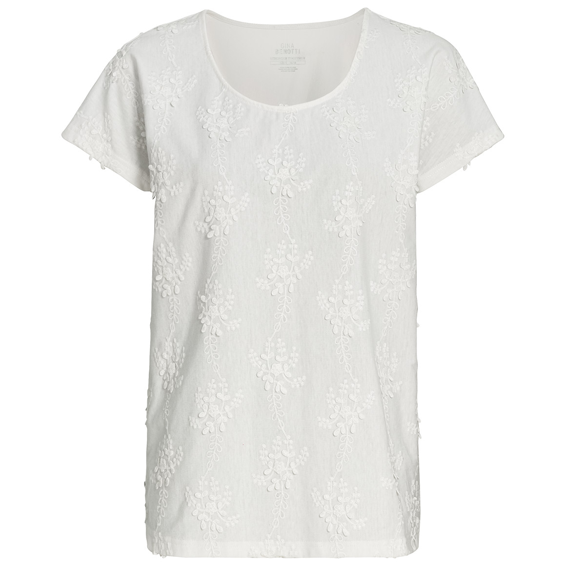 Gina Benotti Damen T-Shirt mit floralem Muster weiss