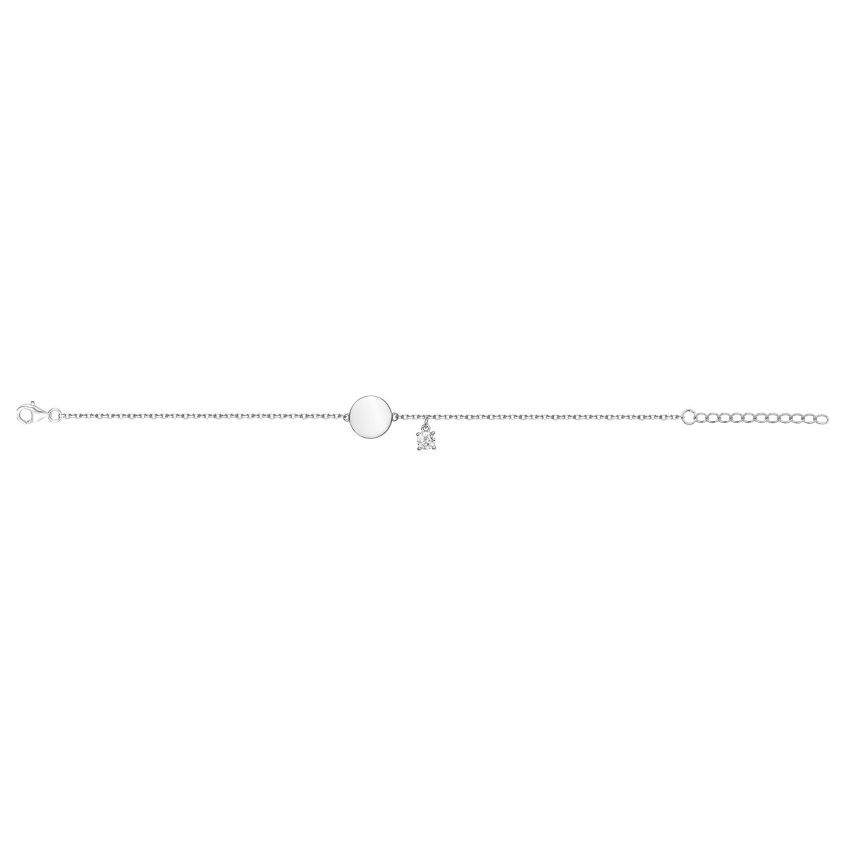Bracelet souple mono-motif en Argent avec oxyde de zirconium blanc