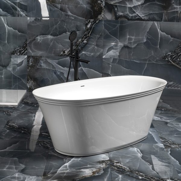 Polysan Florina vrijstaand bad wit mineraalmarmer 170x80cm