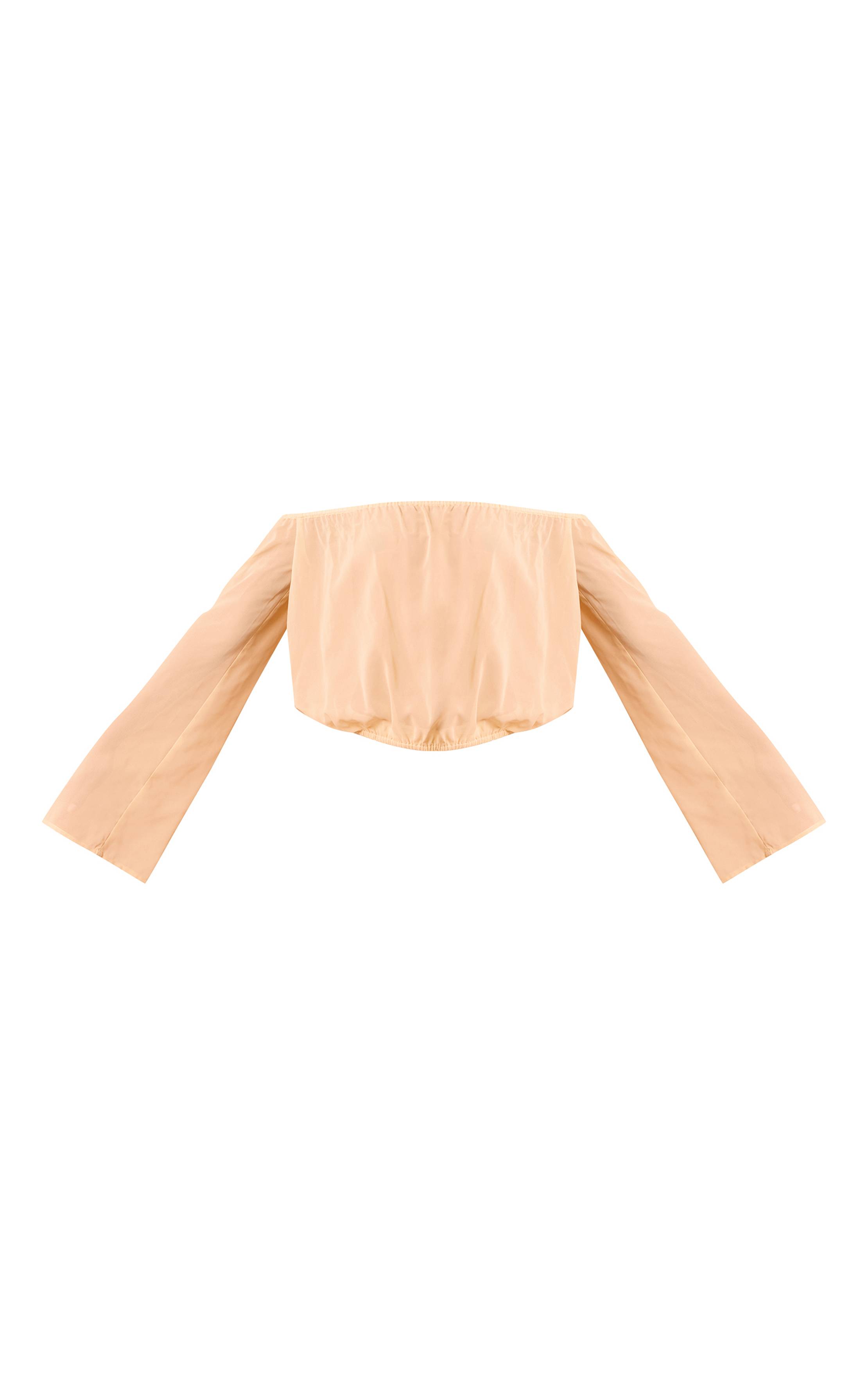 Pale Yellow Chemisier Bardot Froncé En Mousseline