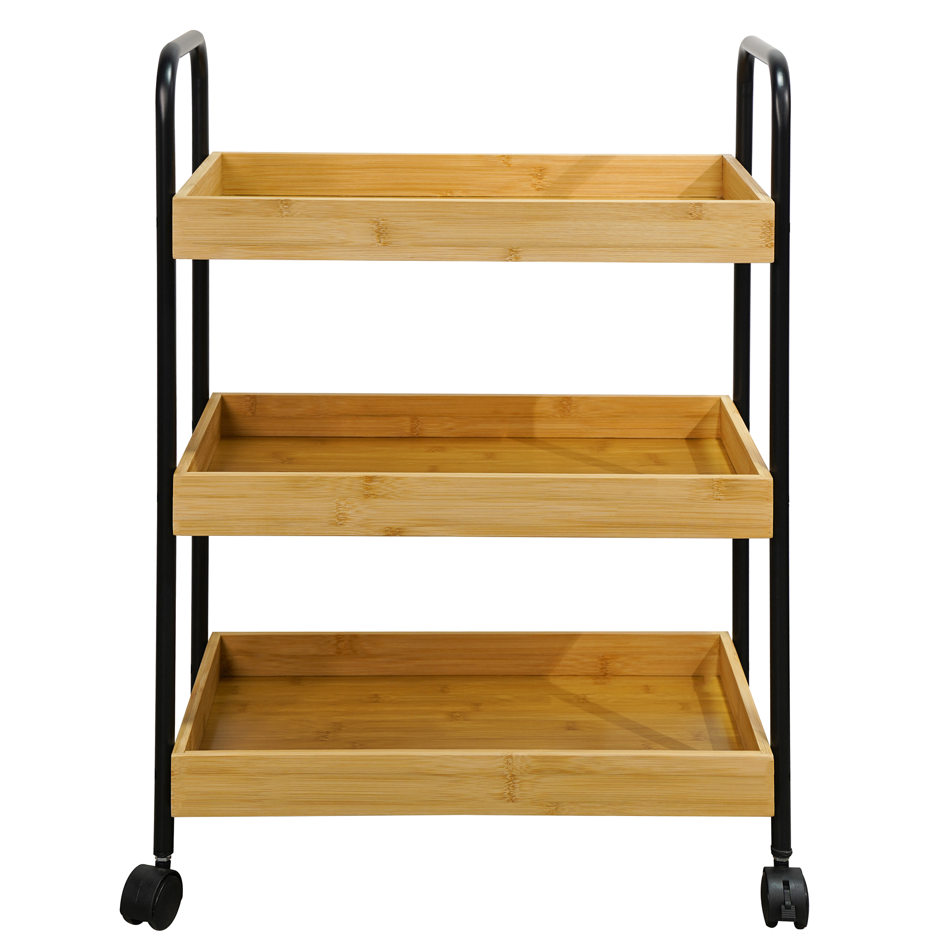 Servierwagen - holzfarben-schwarz - rollbar