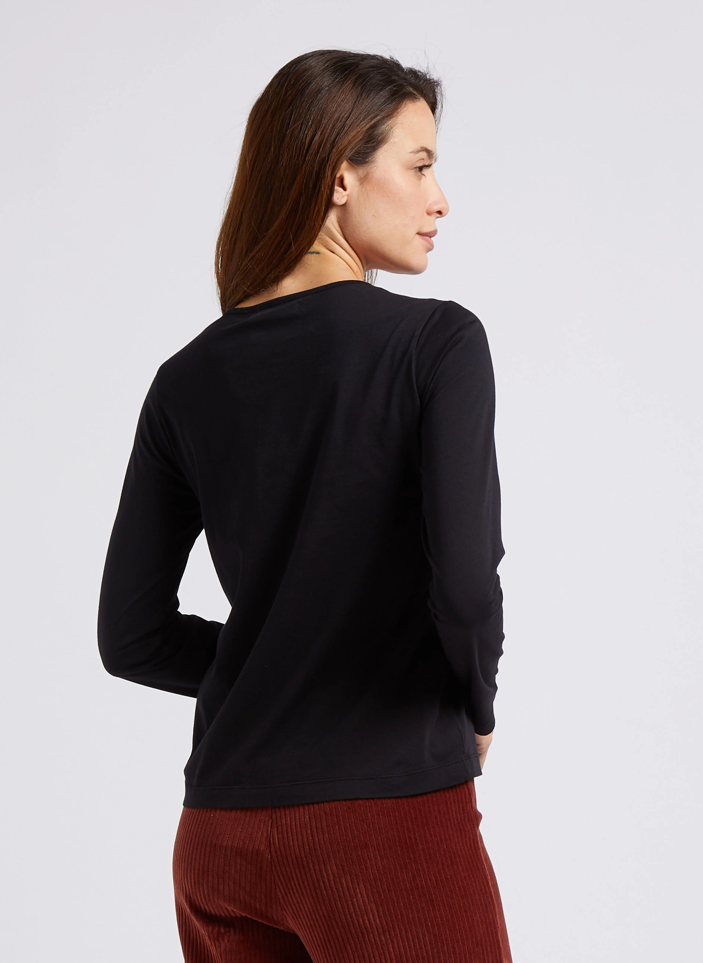 Tee-shirt droit col rond en coton | Noir