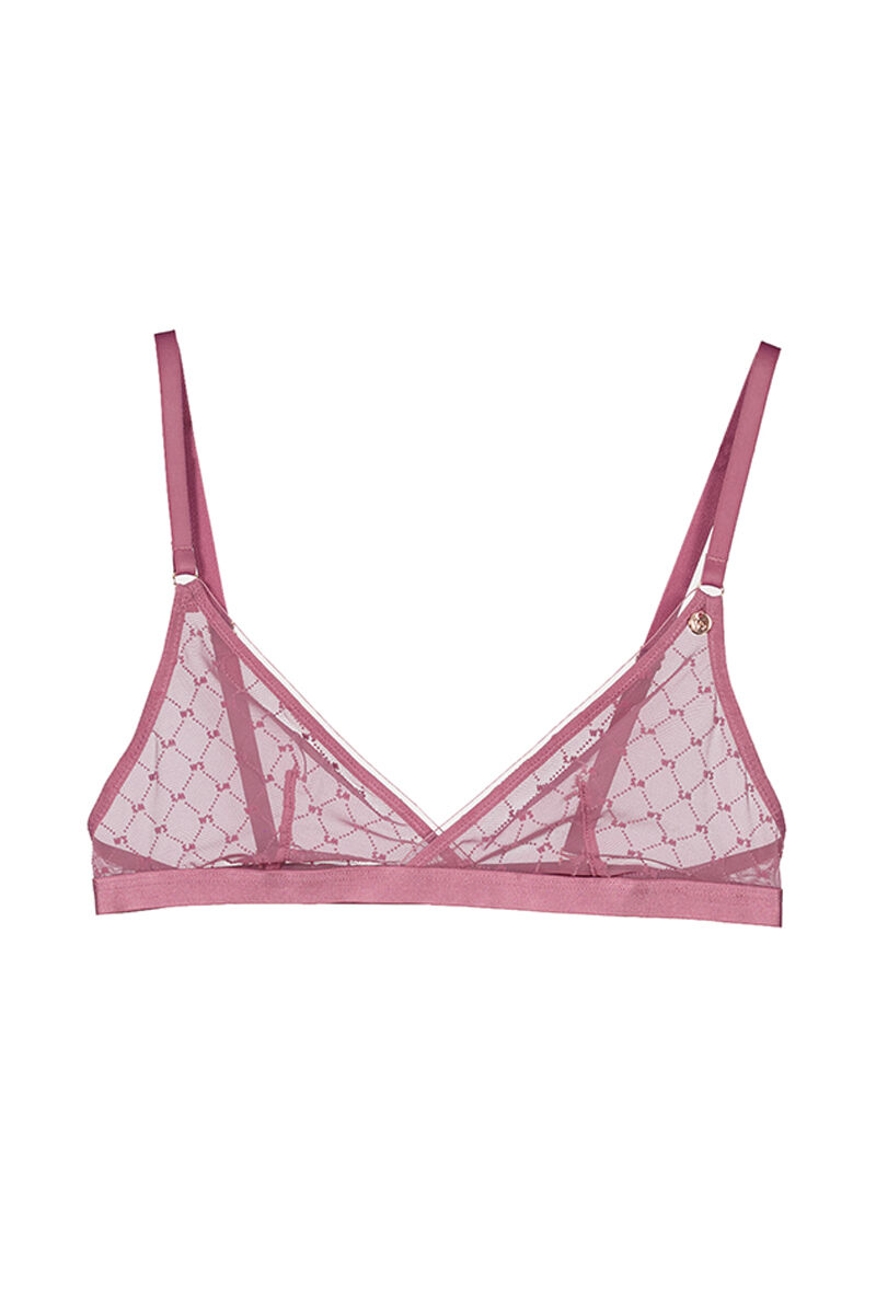 Sutiã triangular NATURAL com logo em tule rosa - rosa