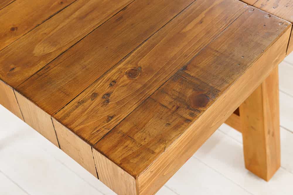 Massiver Esstisch FINCA 165-240cm vintage braun verlängerbar recyceltes Pinienholz