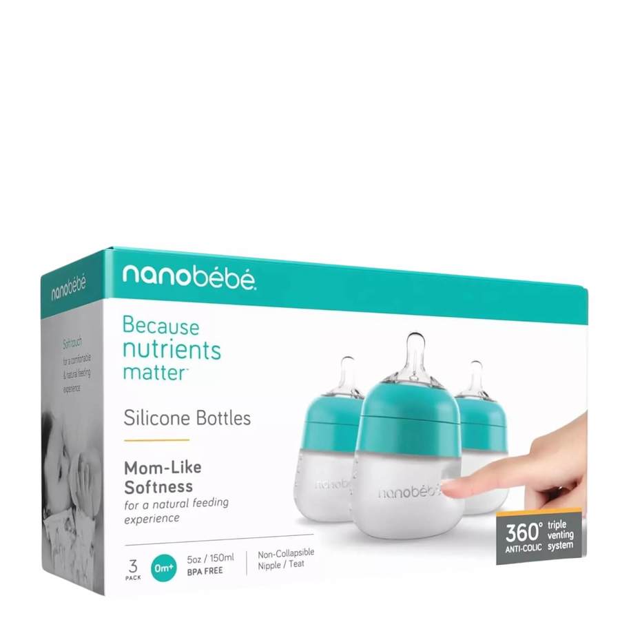 Nanobébé Flexy Silicone Baby Bottle Turquoise 3x150ml