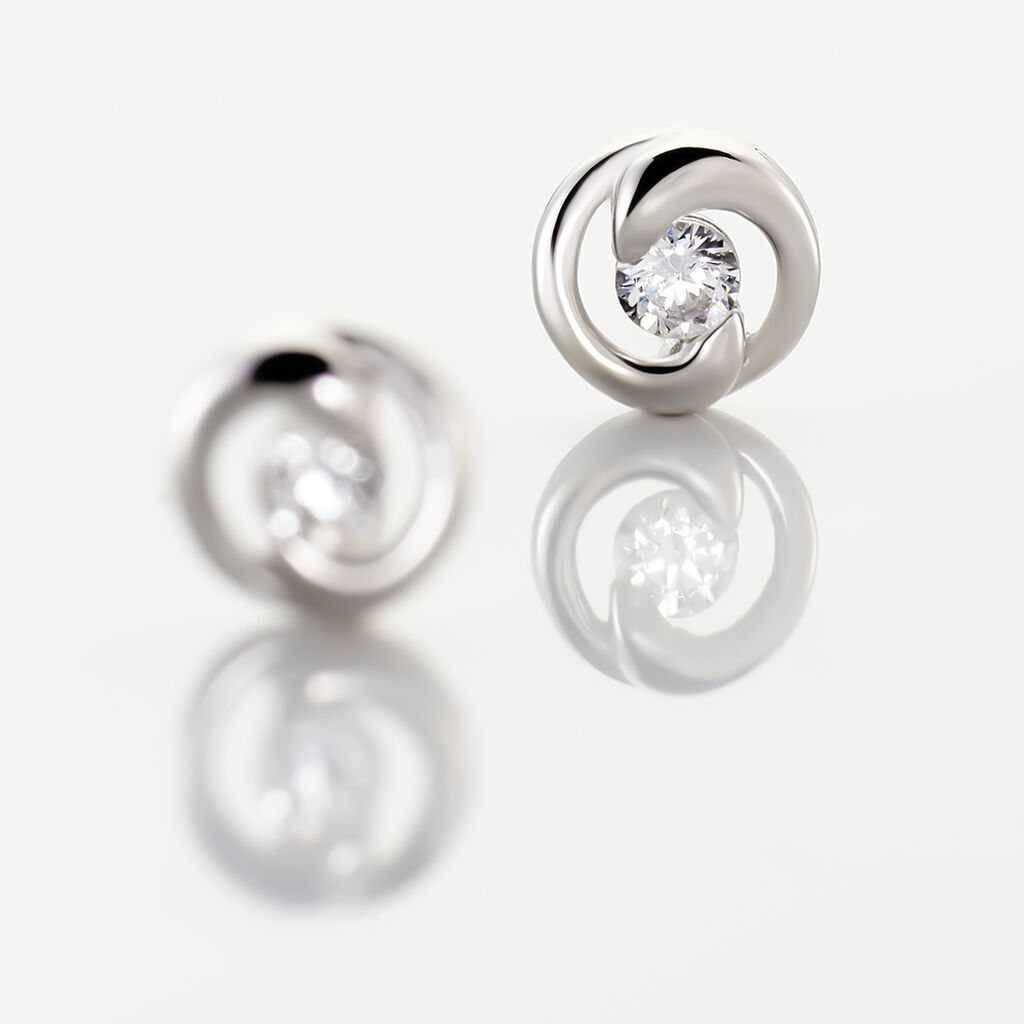 Boucles D'oreilles Puces Anne-andree Argent Blanc Oxyde De Zirconium