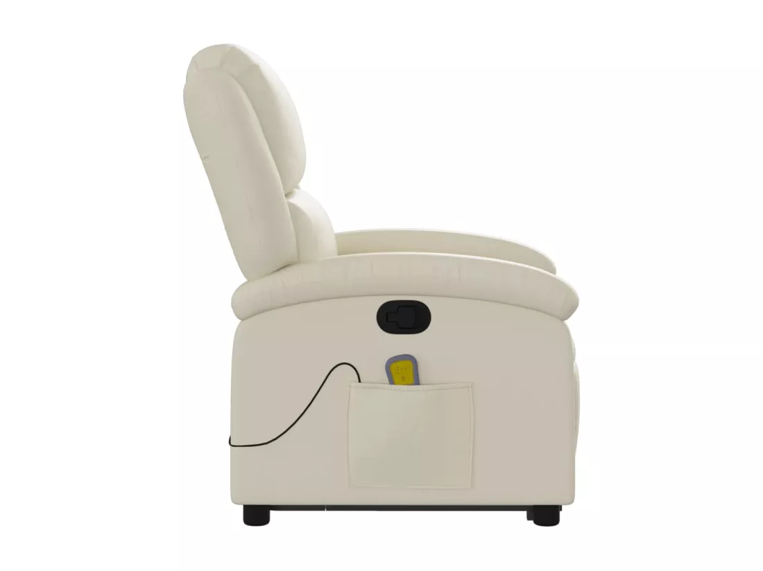 Fauteuil inclinable massant Crème Similicuir