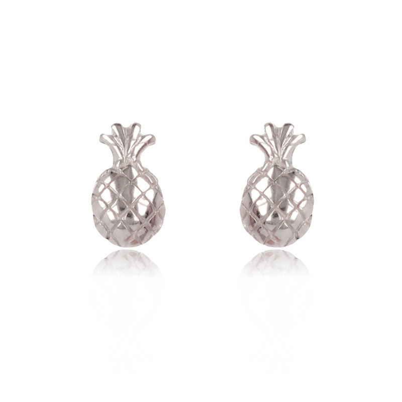 Boucles d'oreille argent rhodié ananas