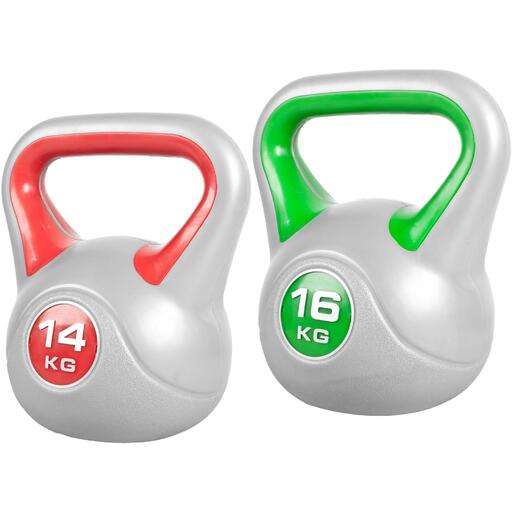 Juego Kettlebell Plástico 14 Kg + 16 Kg Gorilla Sports