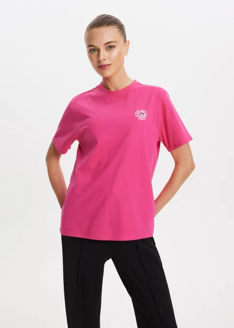 t-shirt met print give love paars (FUCHSIA)