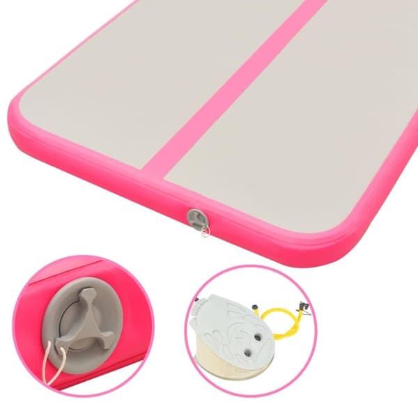 vidaXL Oppblåsbar gymnastikkmatte med pumpe 700x100x10 cm PVC rosa