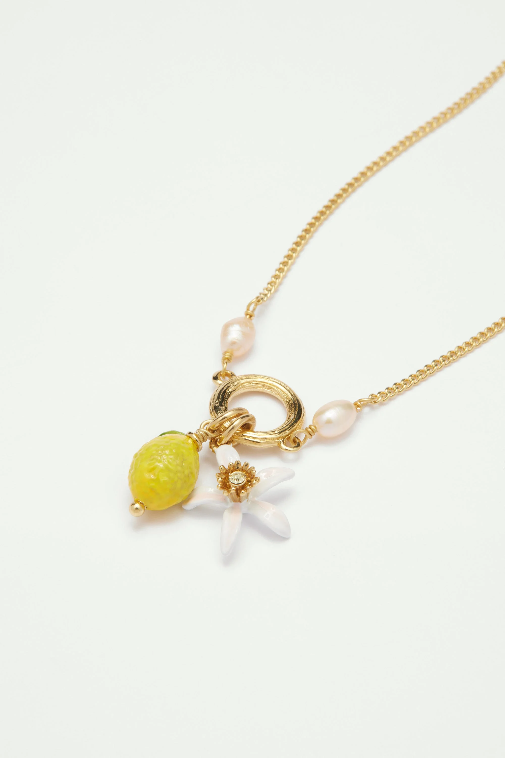 Bracelet fin citron et fleur de citronnier | Jaune