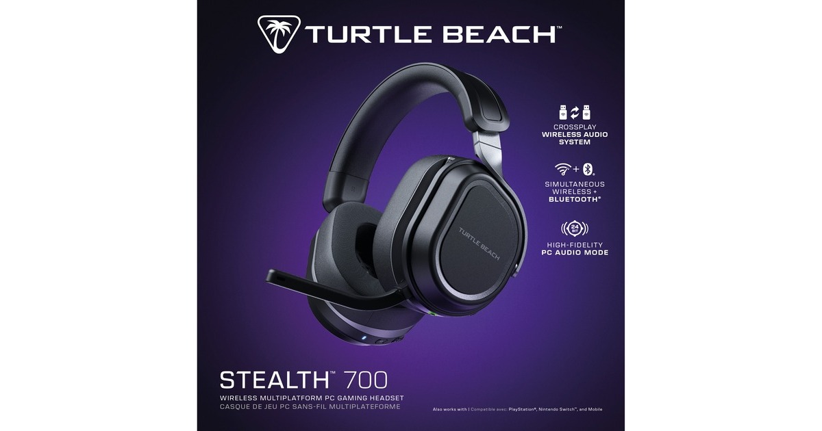 Turtle BeachStealth 700 Gen3 Draadloze gaming headset over-ear   (Zwart, PC, PS5™, PS4™ en mobiele apparaten met Bluetooth®, incl. Steam Deck™)