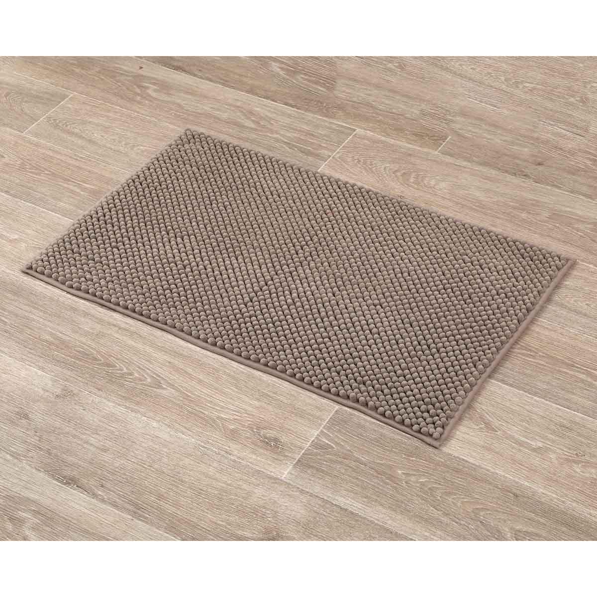TAPIS MICROFIBRE BOULES 50X80CM TAUPE