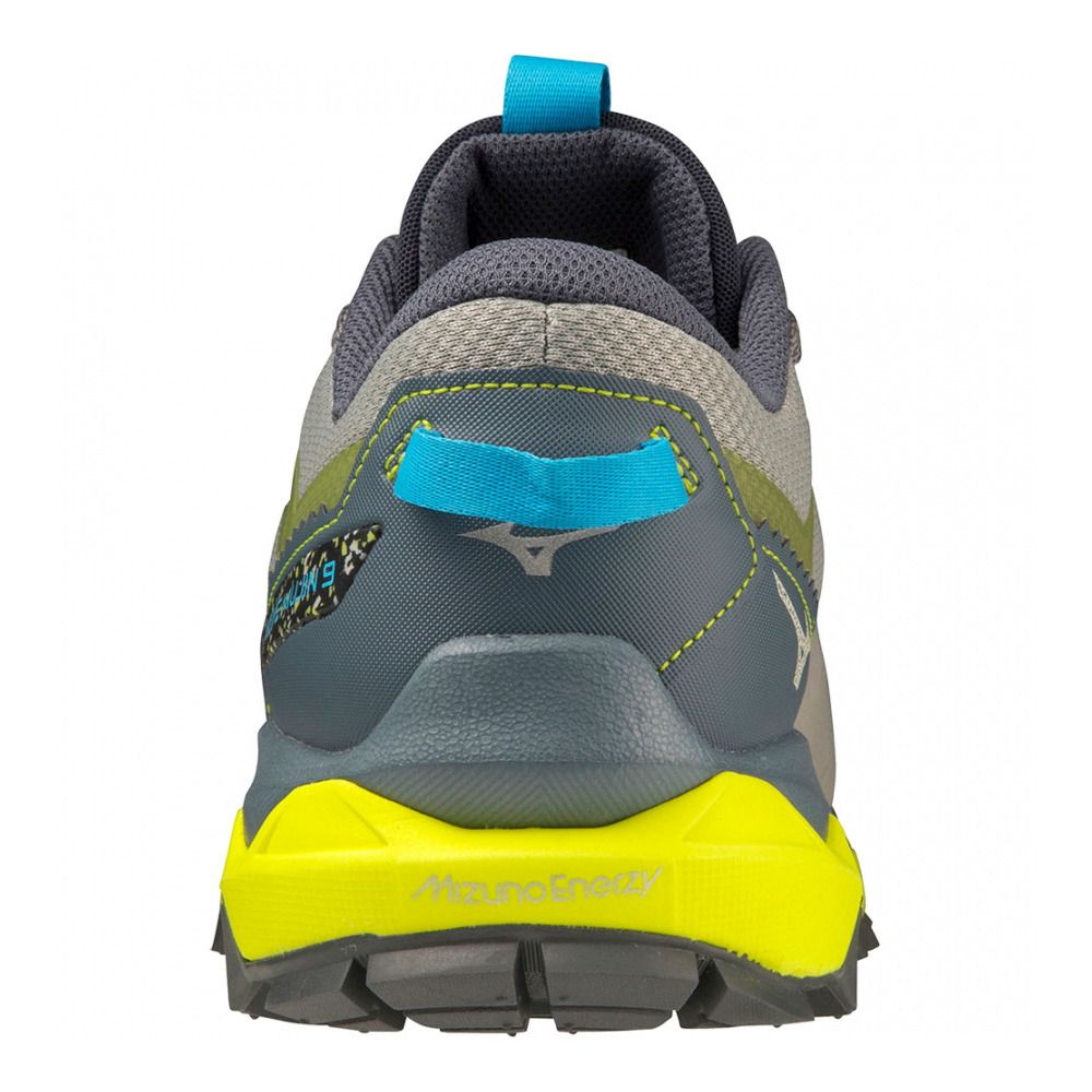 Mizuno WAVE MUJIN 9 - Chaussures trail Homme ghost gray/ombreblue/bolt (neon)