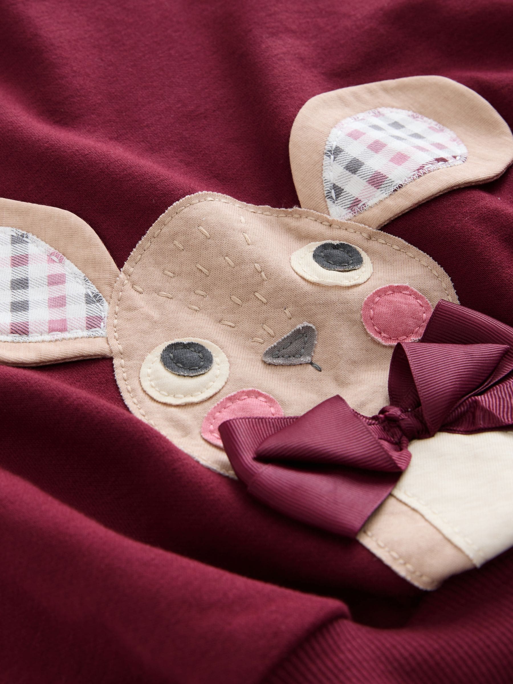 Burgundy Red Check Mouse - Set van sweatshirt en uitlopende legging (3 mnd - 7 jr)