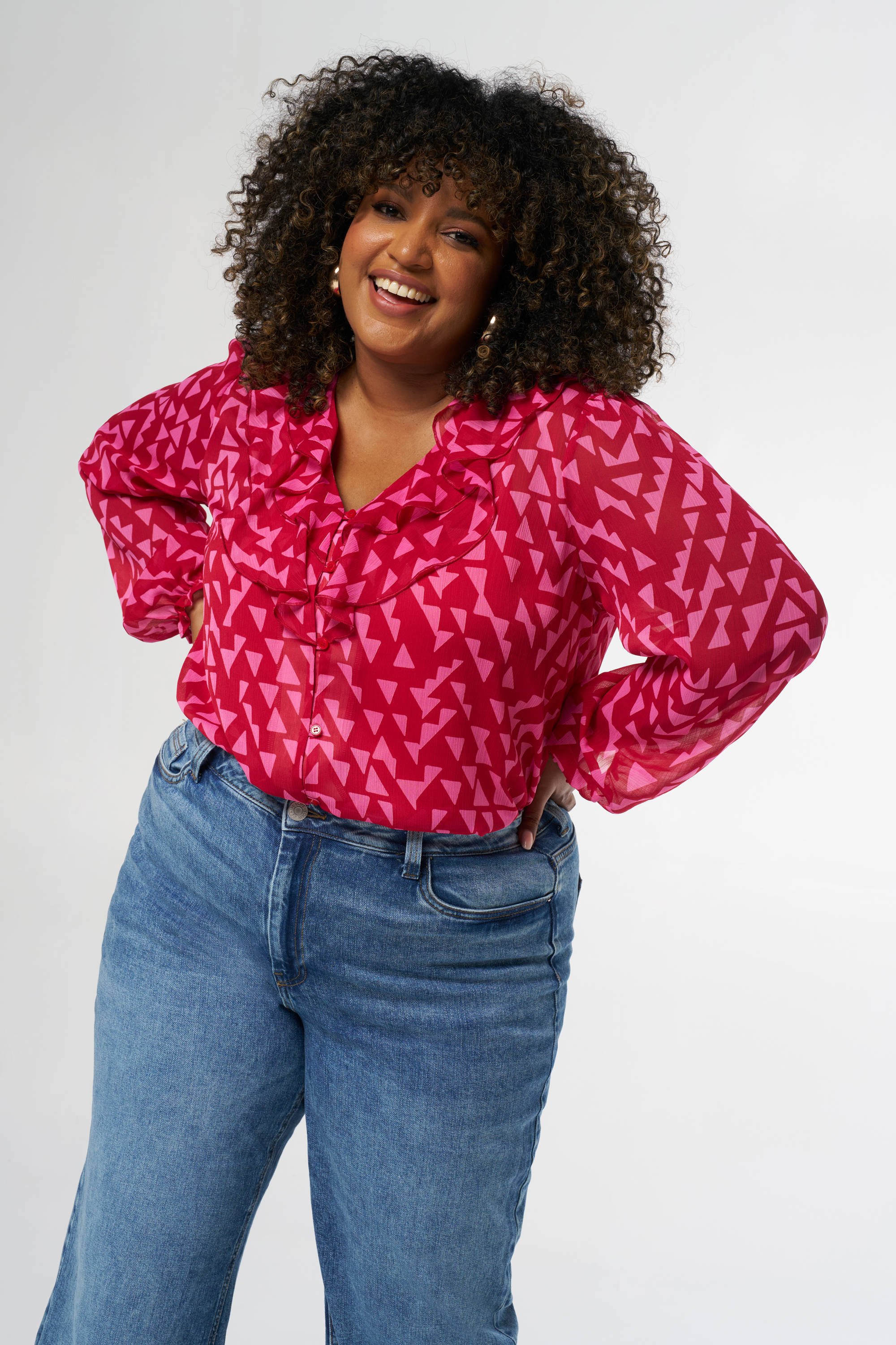 MS Mode blouse met all over print rood