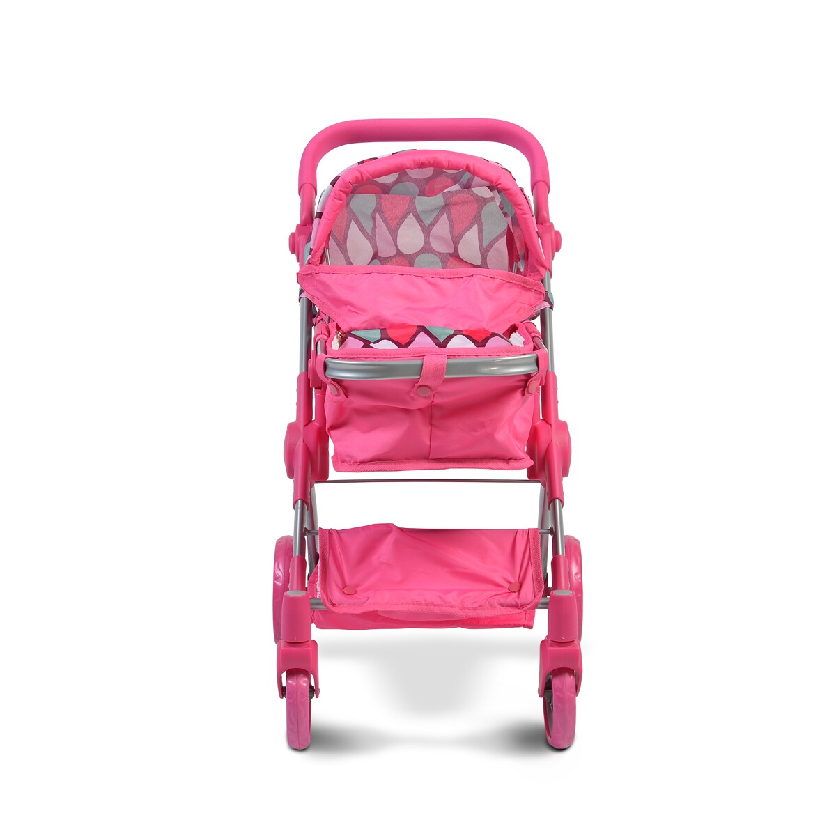 Moni Puppenwagen, Puppenbuggy Vicky 9620, Tasche, Schiebegriff höhenverstellbar in pink