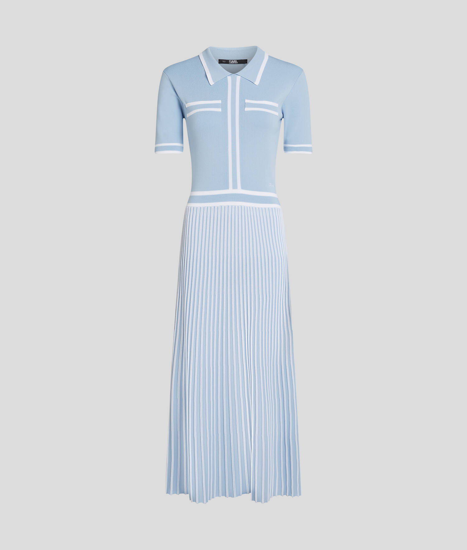 ROBE EN TRICOT PLISSÉE KARL ESSENTIAL - Bleu Kentucky-Pristine