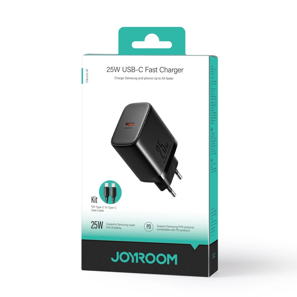 Schnellladegerät mit einer Leistung von bis zu 25 W + USB-C / USB-C