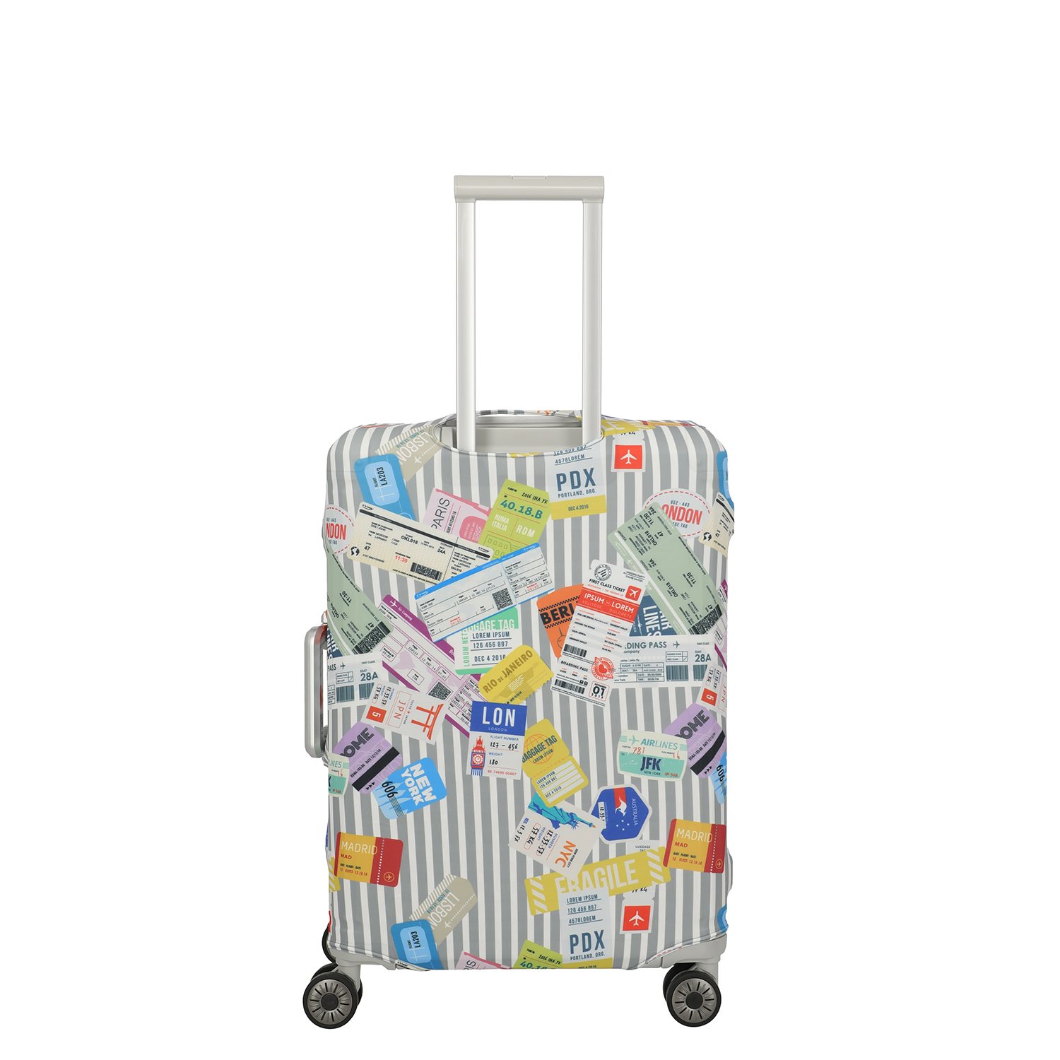 Travelite Accessoires Kofferhoes M tickets on blue/white
