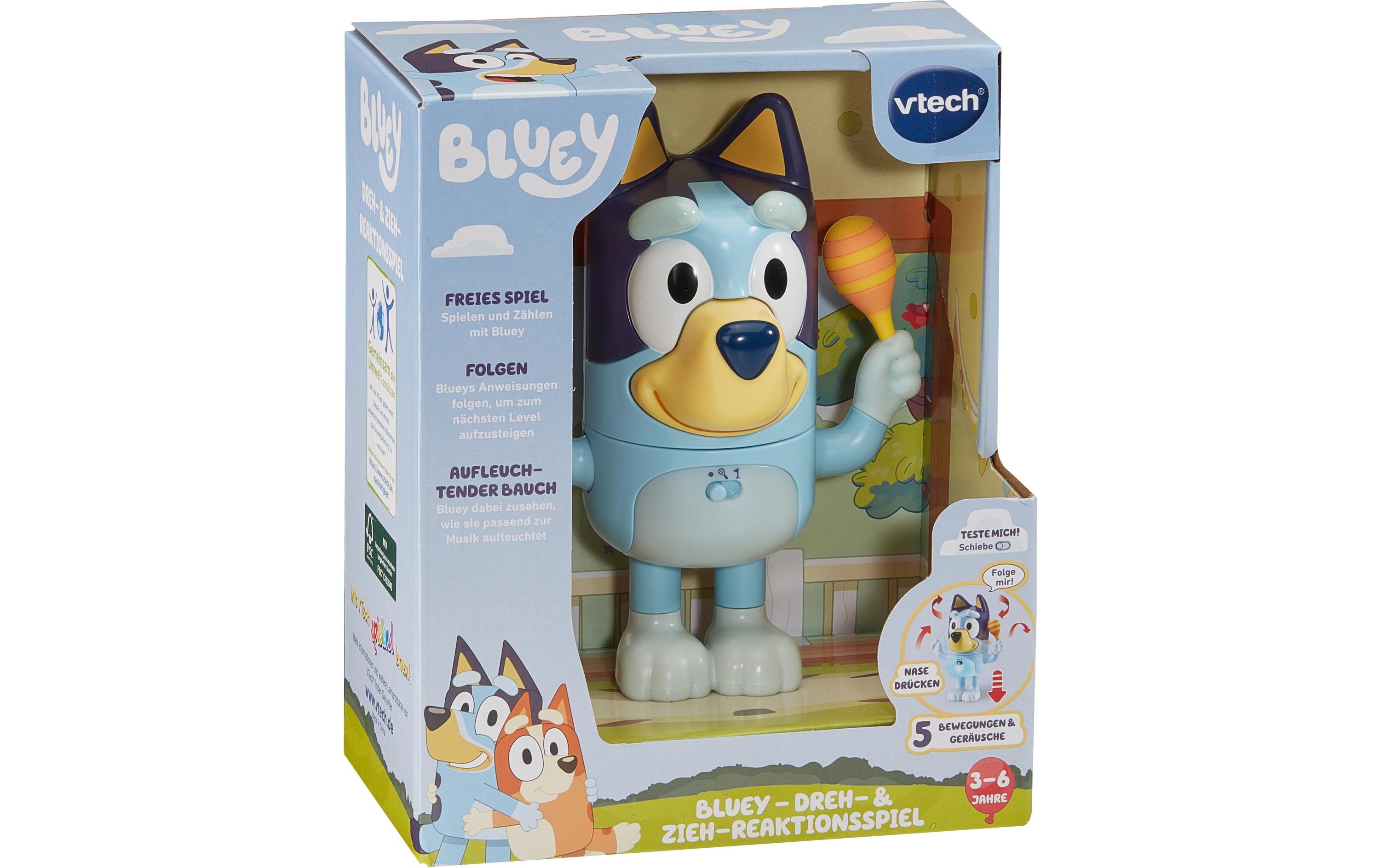 Dreh- und Zieh-Reaktionsspiel Bluey BlauInteraktive Spielfigur Bluey für Kinder