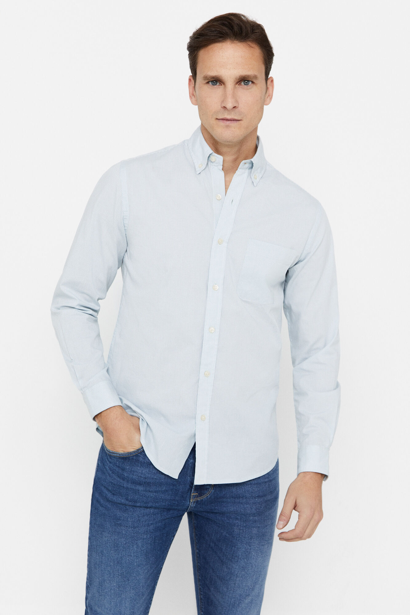 Camisa xadrez micro-verniz de fácil passagem - Verde