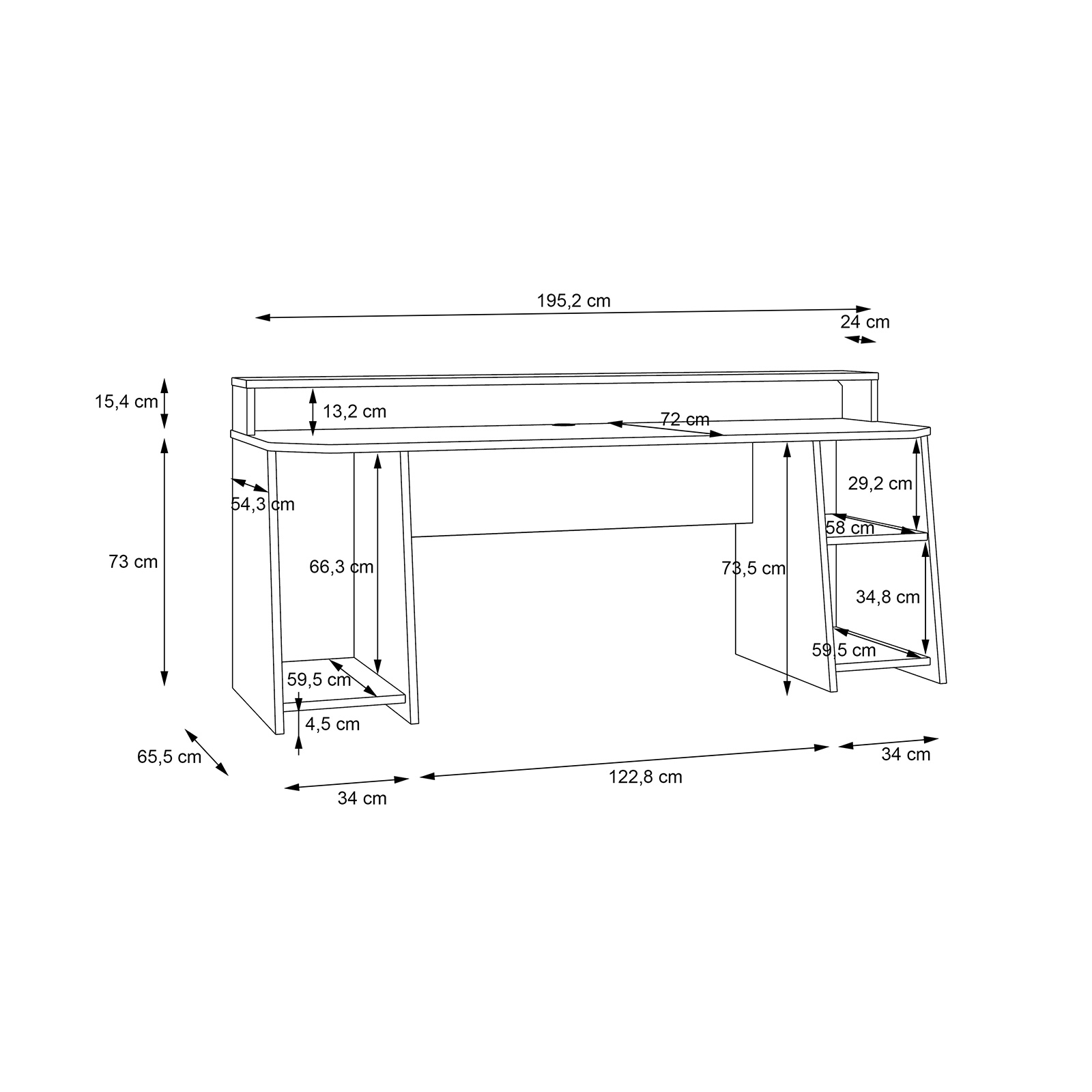 Gamer-Schreibtisch - schwarz - mit LED-Beleuchtung - 200 cm breit