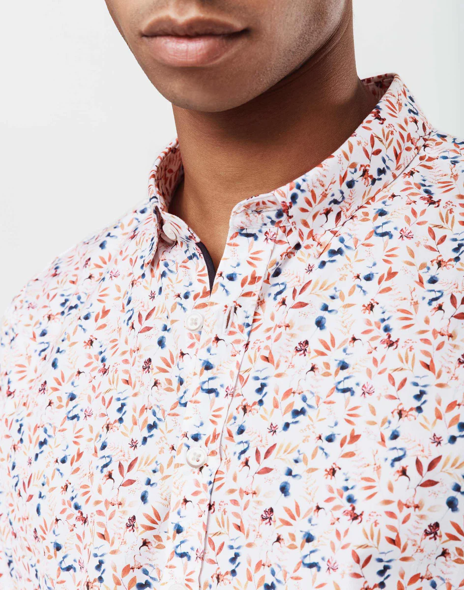 Chemise casual motif feuilles