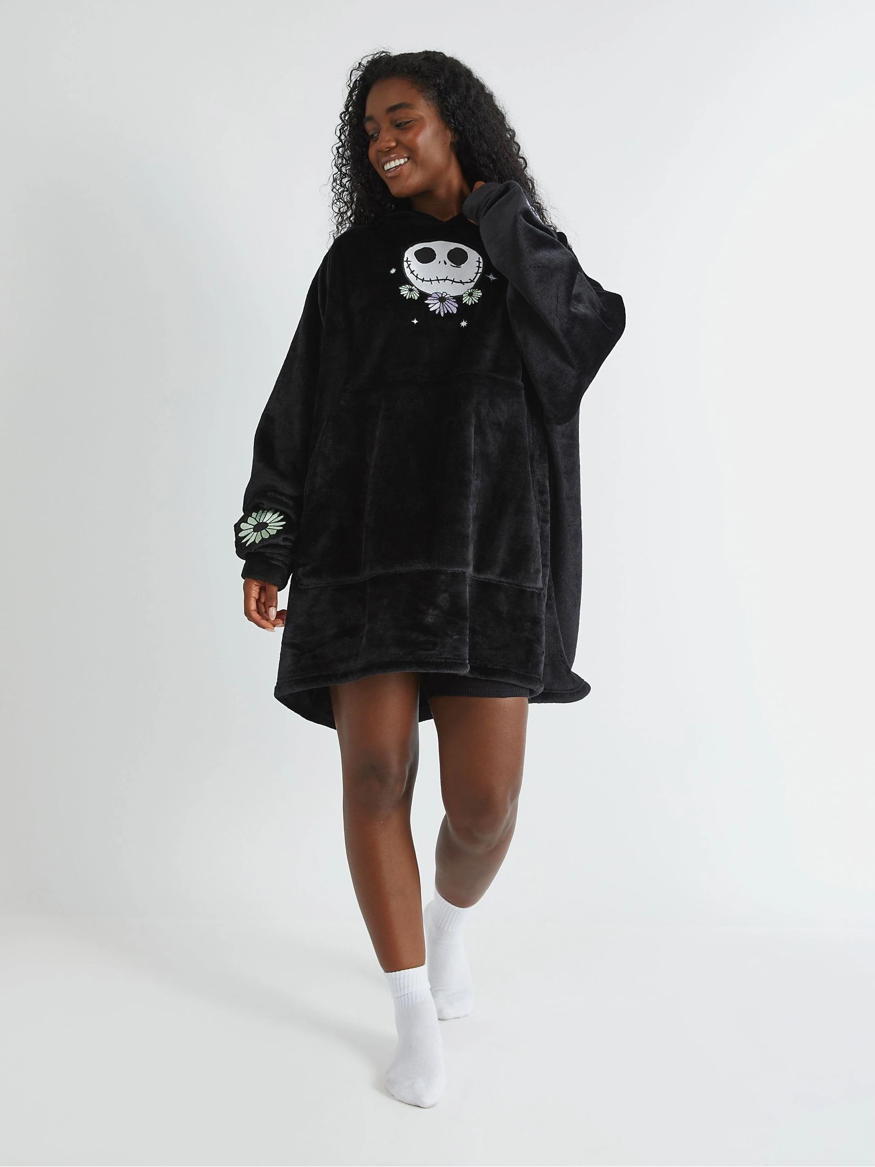 Skinnydip Disney Nightmare Before Christmas Embroidered Blanket Hoodie