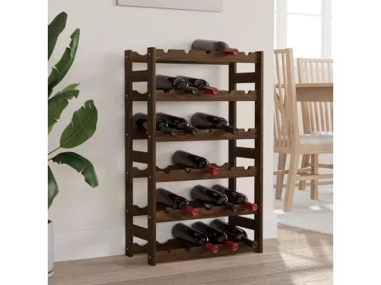 Casier à bouteilles pour 30 bouteilles marron bois pin solide