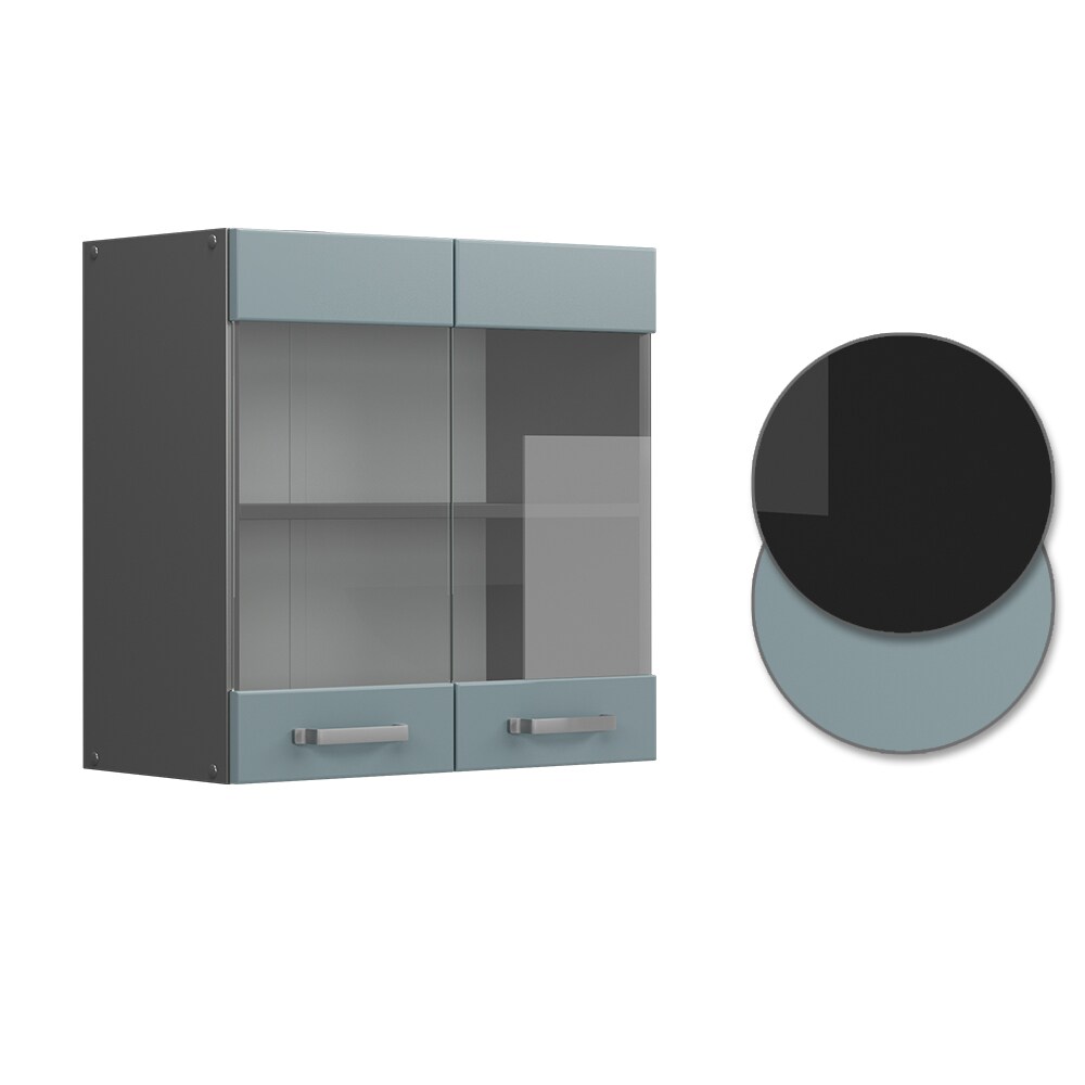 Vicco Glashängeschrank Küchenschrank R-Line Solid Anthrazit Blau Grau 60 cm modern