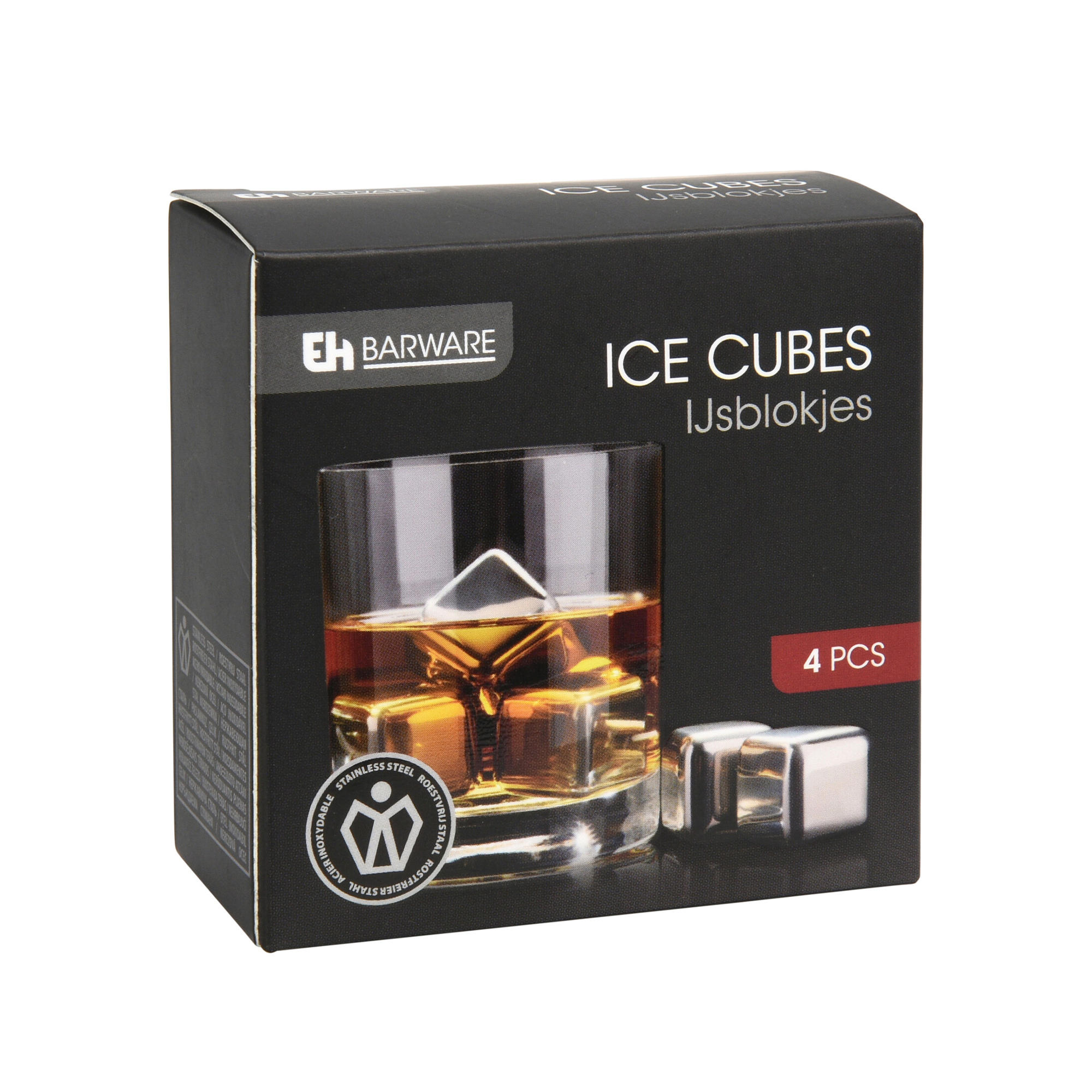 Eiswürfel aus Edelstahl 4er Set