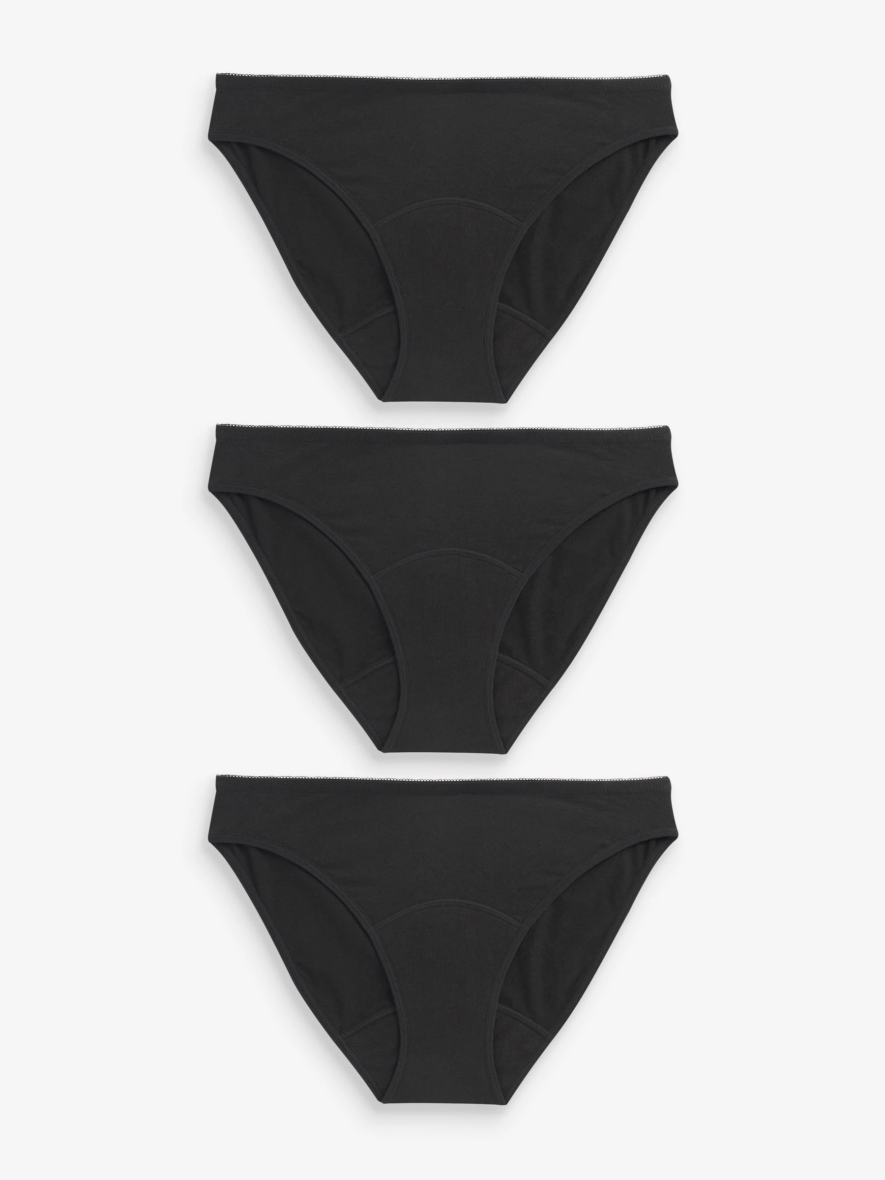Zwart - Verpakking van 3 volledige katoenen menstruatieonderbroeken met medium flow