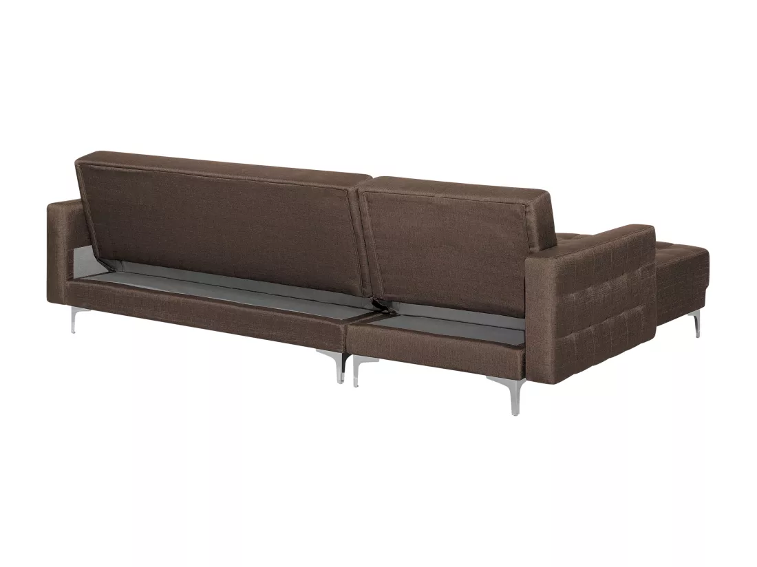 Canapé Angle à gauche Convertible Tissu Marron Foncé Moderne Classique Aberdeen