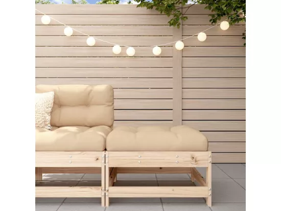 Repose-pied de jardin avec coussin bois de pin massif