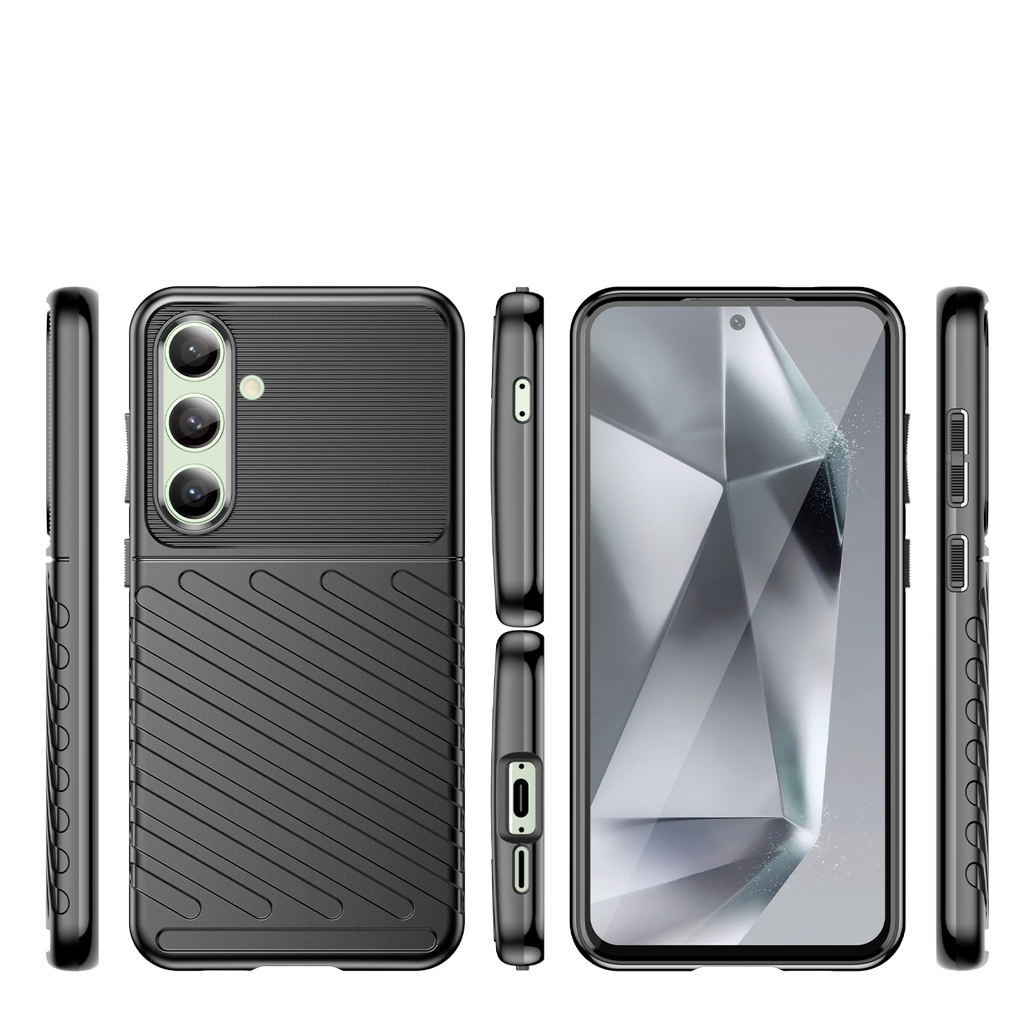 Samsung Galaxy S24 FE Gummi Case Schutzhülle Grip Design - Schwarz